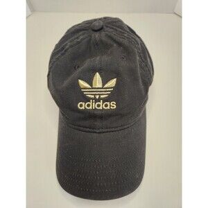 Adidas Hat Cap Strap Back Black Gold Logo
